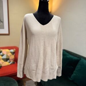 Athleta Cream V-Neck Sweater